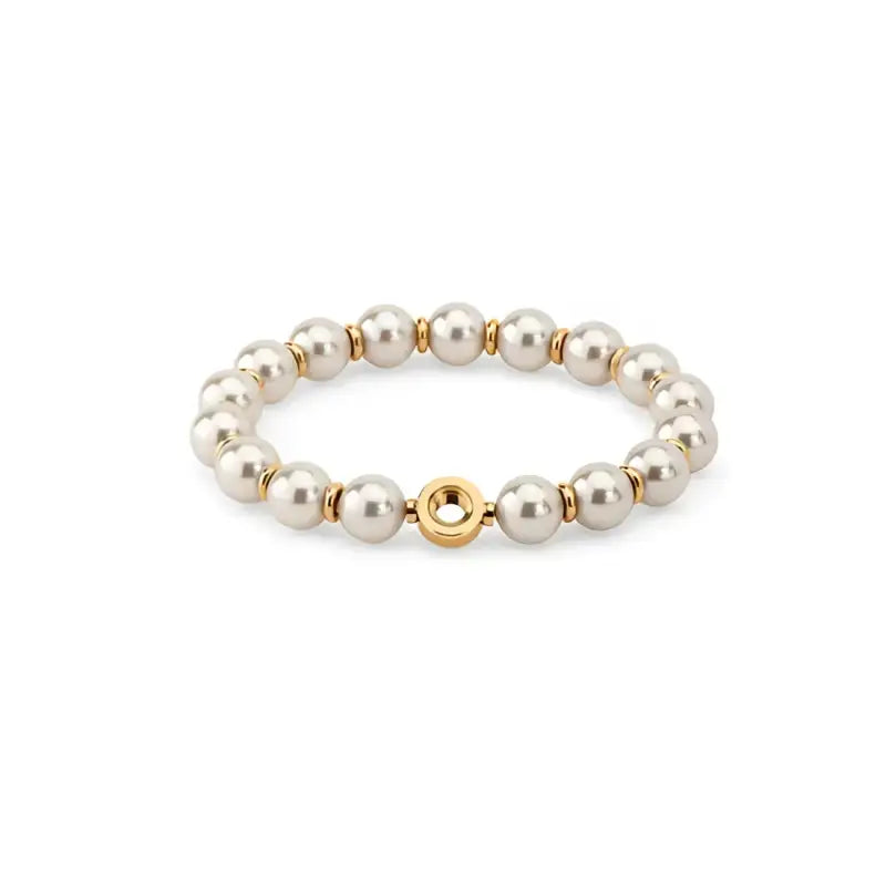 Melano Vivid Valencia armband met kristallen en parel, goudgekleurde kralen voor elegante uitstraling