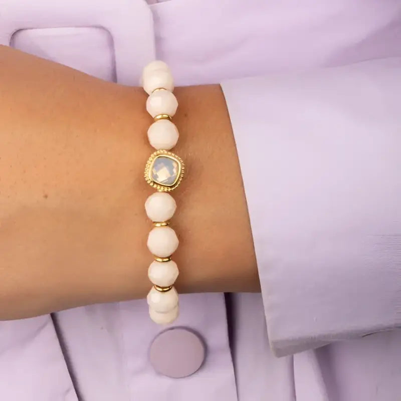 Beaded bracelet met vierkant opaal en gouden accents van Melano Vivid Virginia Armband