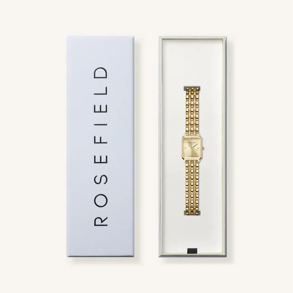 Goldkleurige Rosefield Octagon XS Champagne Gold Steel horloge in geschenkdoos