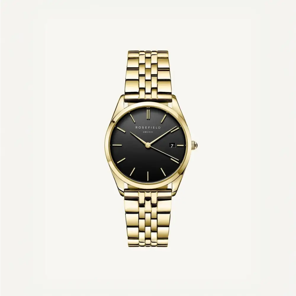 Rosefield The Ace Black Gold – Elegant Dameshorloge Zwart Goud - Main Image