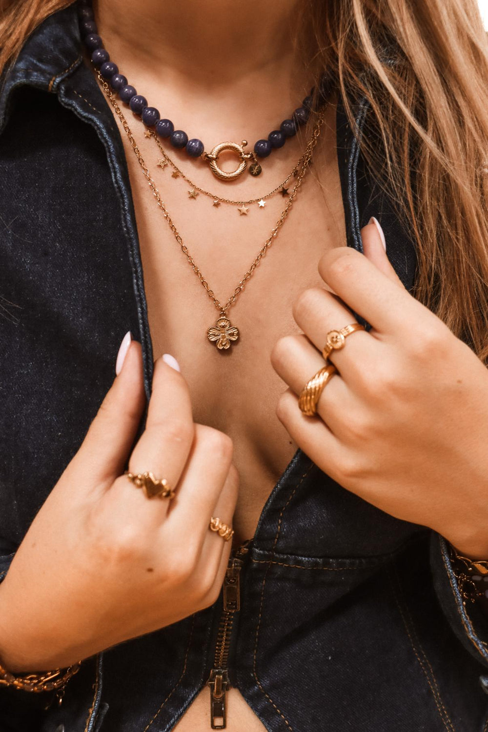 Label Kiki Indigo snake necklace gold