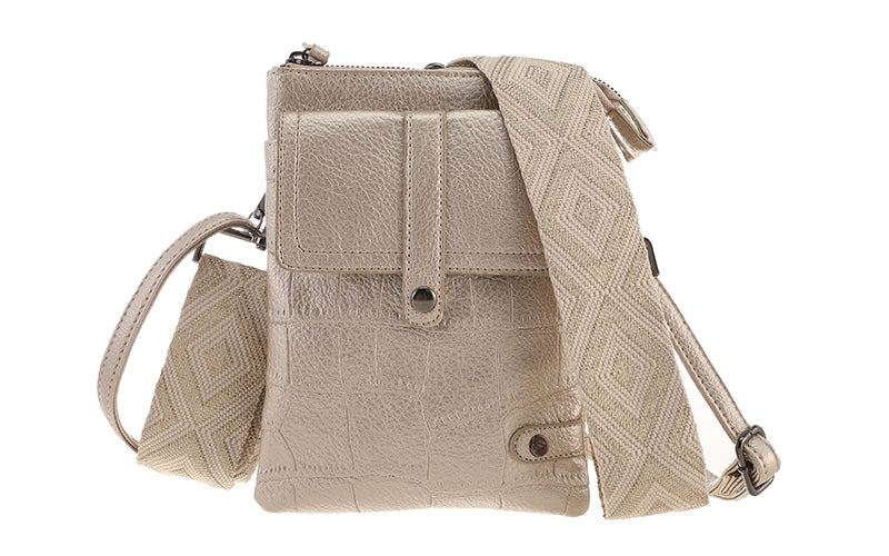 Champagne telefoon- en schoudertasje Tyler