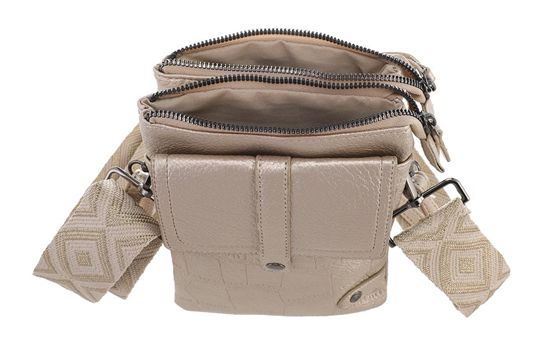 Champagne telefoon- en schoudertasje Tyler