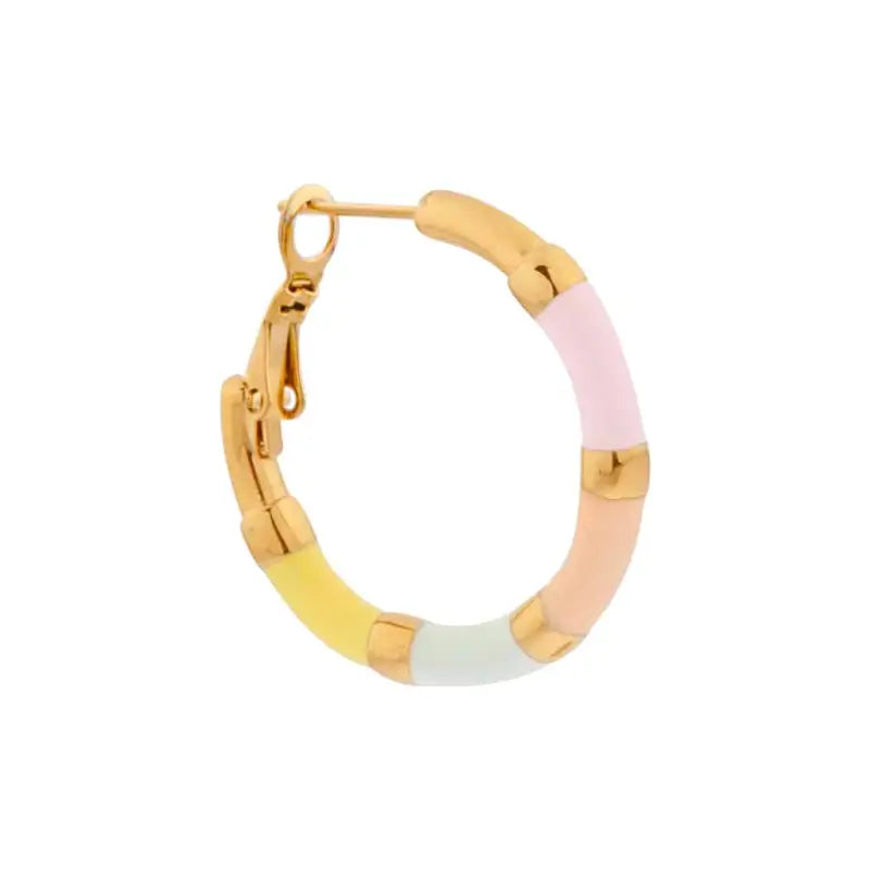 Kiki Hoola Pastel hoola pastel hoop oorbellen met goudkleurige en emaille segmenten