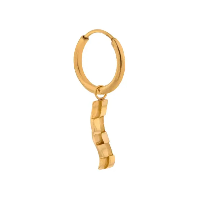 Kiki Boogie hoop oorbellen met golvende hanger en structuur, stijlvolle oorbel