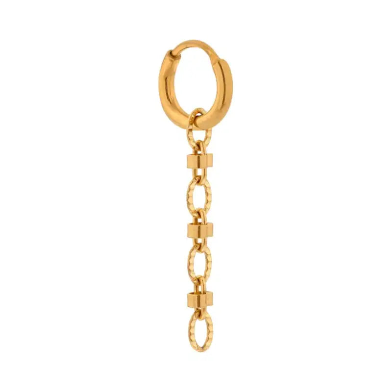 Goudkleurige Label Kiki Oval Oorbellen met hanger, oval loop hoop, stijlvolle oorbellen