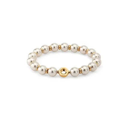 Melano Vivid Valencia armband met kristallen en parel, goudgekleurde kralen voor elegante uitstraling