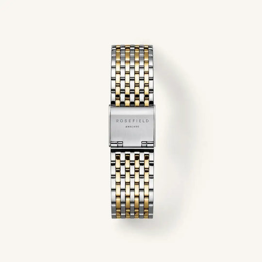 Twee-kleur metalen horlogeband van Rosefield Heirloom White met wit wijzerplaat duotone