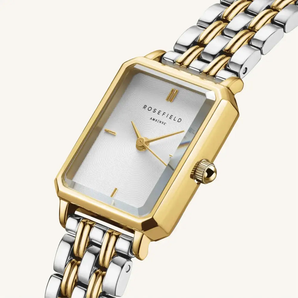 Icoonachtige XS-horloge met witte zonnestraal效 Steel Duotone en twee tinten design