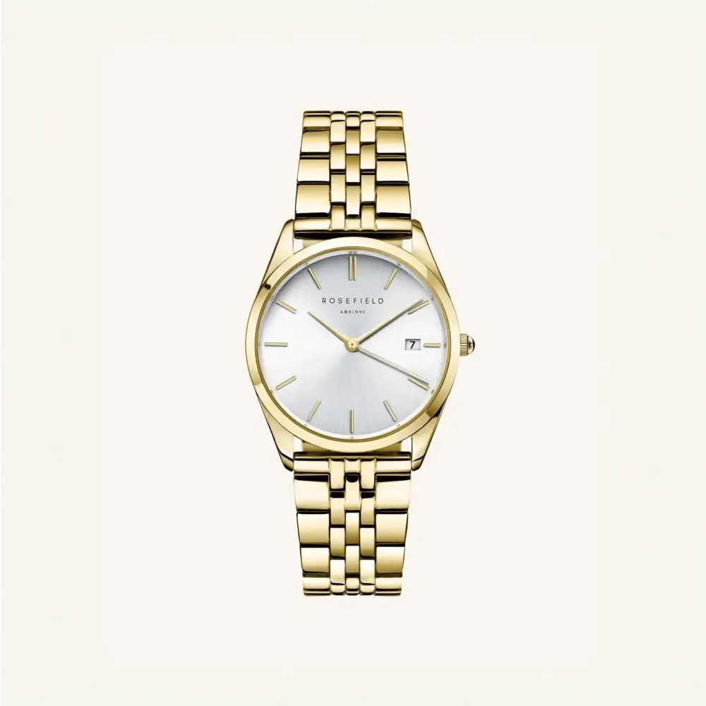 Gold-toned Rosefield The Ace Silver Sunray Gold horloge met metalen band