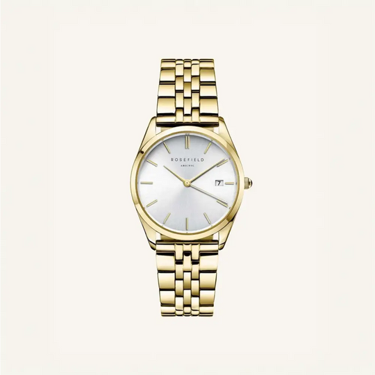 Gold-toned Rosefield The Ace Silver Sunray Gold horloge met metalen band