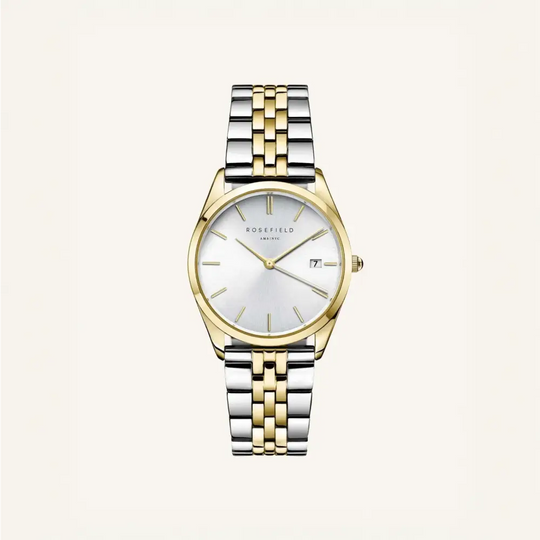 Two-tone metale polshorloge Rosefield The Ace Silver Sunray Silver Gold Duo