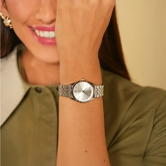 Zilveren Rosefield The Ace XS Silver Sunray Steel horloge met metalen band