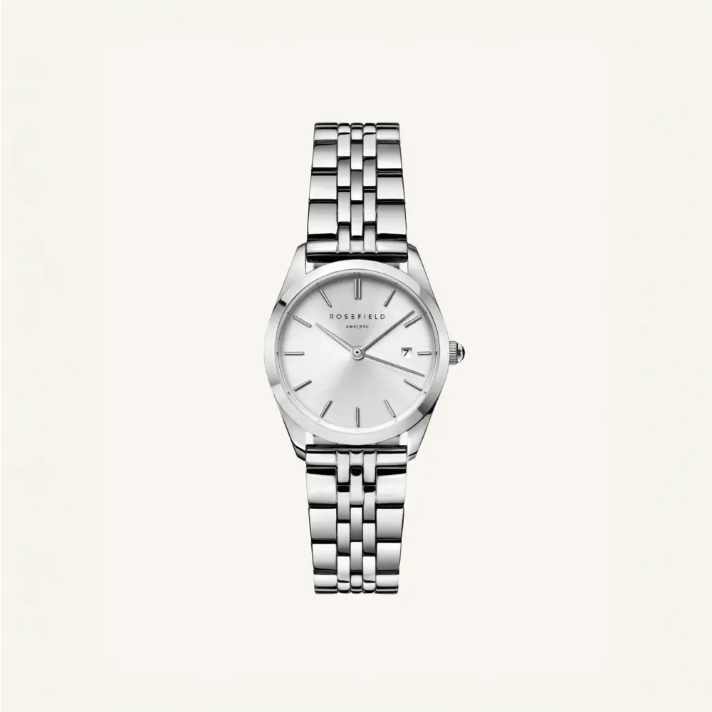 Silver-tonen polshorloge met metalen band van Rosefield The Ace XS Silver