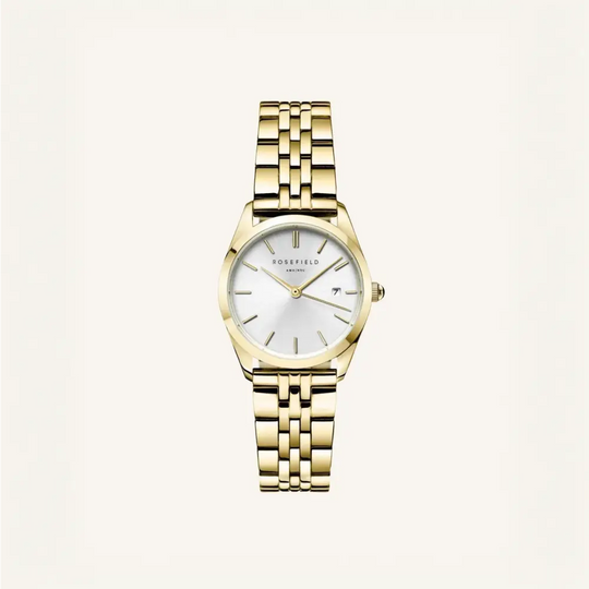 Gold-toned Metal Wristwatch Rosefield The Ace XS Silver Sunray Steel Gold