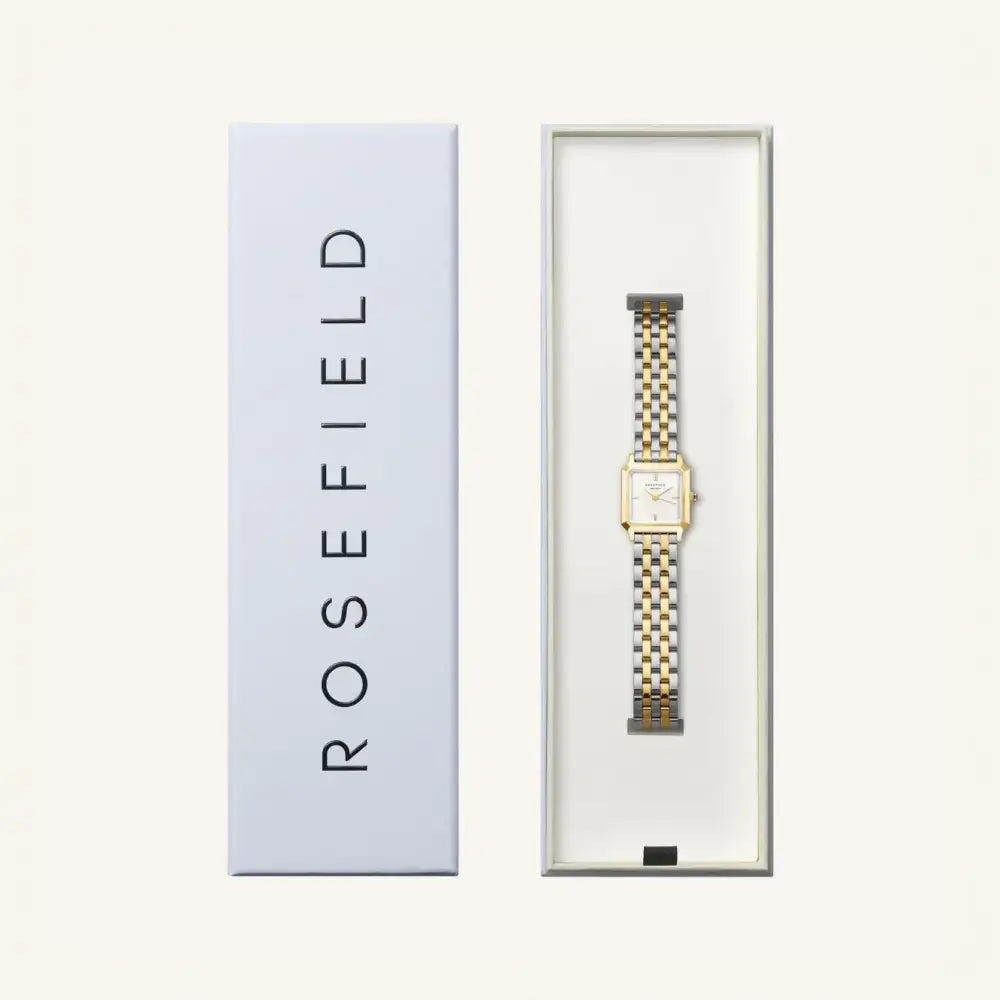 Gold en zilveren horloge in een boxelle duotone sieradenbox voor stijl en verfijning