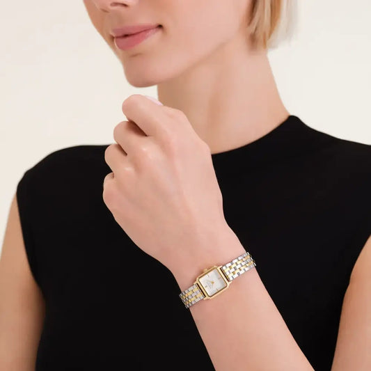 Tweepersoons vierkante horloge The Boxelle Duotone Steel Strap, elegant sieraden