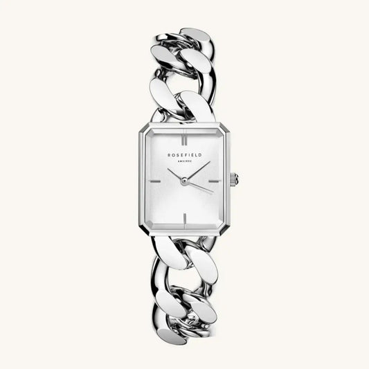 Zilveren kettingarmband horloge The Octagon Studio Edition XS voor dames
