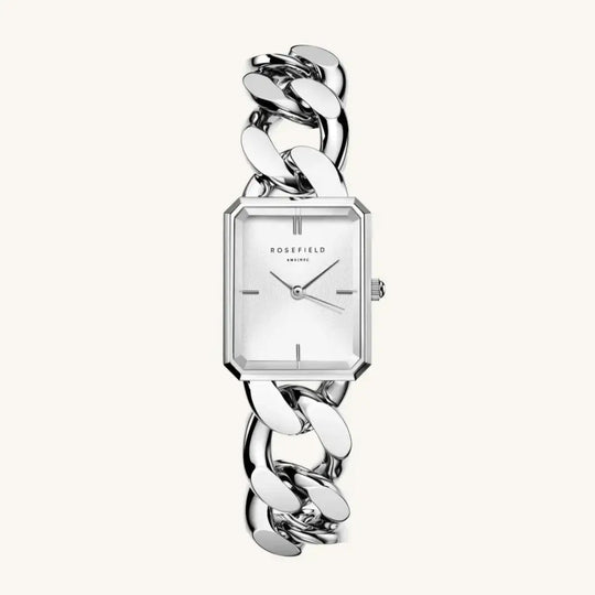 Zilveren kettingarmband horloge The Octagon Studio Edition XS voor dames